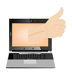 Computer thumbs up vector image