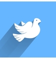 Stylized pigeon of peace white icon with long Stylized pigeon of peace white icon with long vector image