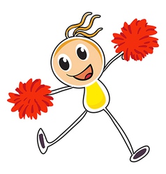 A sketch of a cheerleader with red pompoms vector image