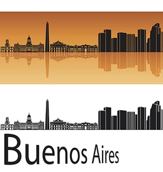 Buenos Aires skyline in orange background vector image