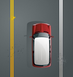 Car rides on paved road vector image