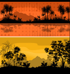 Set landscapes palms and plants Set landscapes palms and plants vector image