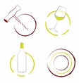The wineglass bottle of wine and corkscrew vector image