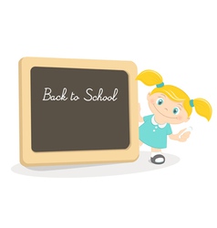Little girl and school blackboard vector image