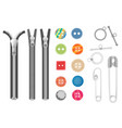 Steel metal zipper and objects for sewing Steel metal zipper and objects for sewing vector image