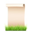 Old paper sheet in green grass Old paper sheet in green grass vector image