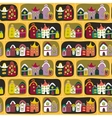 Cute seamless pattern with road and cartoon houses vector image