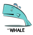 Whale Cartoon Big Fish Splashing Water Isolated on Whale Cartoon Big Fish Splashing Water Isolated on vector image