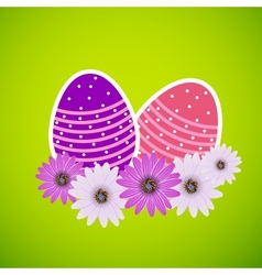 Paper card with easter eggs vector image