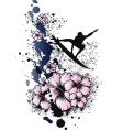 Surfing aerial hibiscus vector image