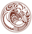 Abstract phoenix bird pattern in mehndi style vector image