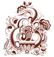 Cup of tea with floral design in mehndi style vector image