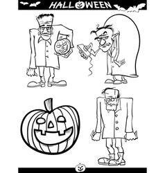 Halloween Cartoon Themes for Coloring Book vector image