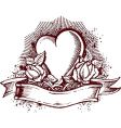 Heart and roses emblem vector image