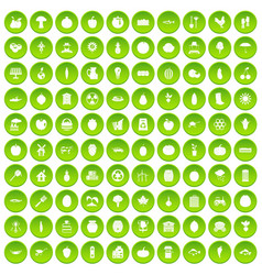 100 viral marketing icons set green circle vector image