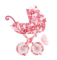 Stroller of flowers for girls vector image