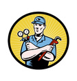 Retro repairman icon vector image