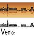 Venice skyline in orange background vector image