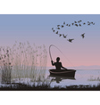 Angler on a boat vector image