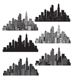 Set of cities silhouette vector image