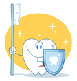 Smiling Tooth With Toothbrush And Shield vector image