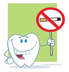 Smiling Tooth Holding Up A No Smoking Sign vector image