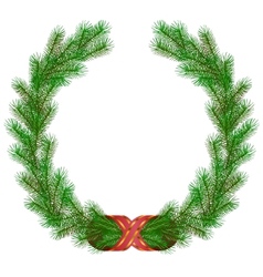 Christmas fir branch wreath frame vector image