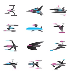 Spaceships in perspective vector image