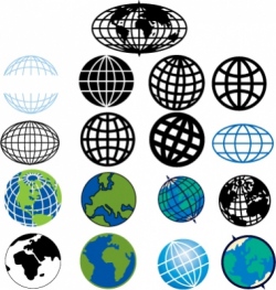 Various globes and earth icons vector image