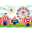 A carnival with stripe tents vector image