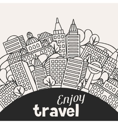 Town background design with hand drawn houses Town background design with hand drawn houses vector image