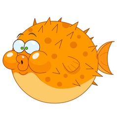 Cartoon blowfish vector image