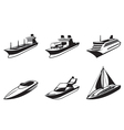 Sea ships and boats in perspective vector image