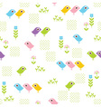 Seamless floral pattern with funny birds vector image