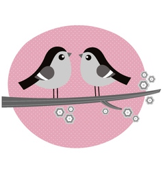 Retro Birds couple in love on pink background vector image