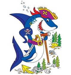 Shark pirate vector image