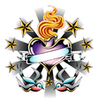 Swallow fire heart emblem vector image