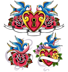 Style tattoo swallow vector image