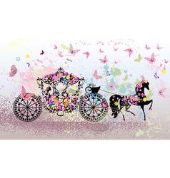 Floral Horse Carriage vector image