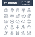Set Flat Line Icons Future Technology vector image