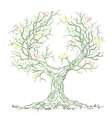 Graphic green branchy tree with birds vector image