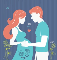 Silhouette of pregnant woman and her husband vector image