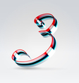Fantasy plastic 3d glowing ribbon typeface vector image