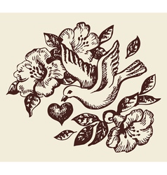 Bird with heart vector image