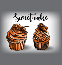 Vintage cakes with cream poster design Vintage cakes with cream poster design vector image