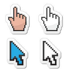 Pixel coursors icons - hand and arrow vector image