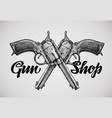 Hand drawn vintage guns Crossed pistols vector image