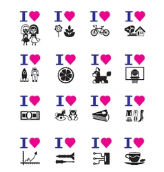 Funny love icon set vector image
