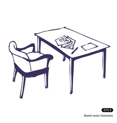 Desk and chair vector image