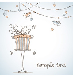 Greeting card with cute birds vector image